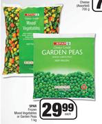 Spar Frozen Mixed Vegetables Or Garden Peas-1Kg Each