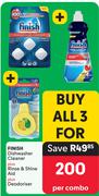 Finish Dishwasher Cleaner Plus Rinse & Shine Aid Plus Deodoriser-Per Combo