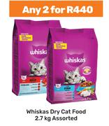 Whiskas Dry Cat Food Assorted-For Any 2 x 2.7Kg