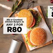 Rib Or Crumbed Chicken Burgers-For 2 x 2s