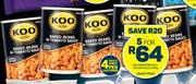 Koo Baked Beans In Tomato Sauce-For 5 x 410g