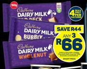 Cadbury Dairy Milk Or Bubbly Chocolate Slabs Assorted-Any 3 x 150g