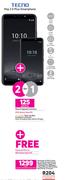 2 x Tecno Pop 2 X Plus Smartphone-On Red Flexi 125 + On Promo 65