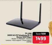 TP-Link N300 4G LTE Telephony Wi-Fi Router(300Mbps) TL-MR6500V-Each
