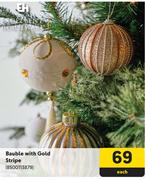 EH Bauble With Gold Stripe-Each