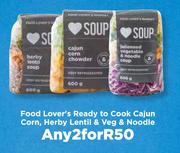 Food Lover's Ready To Cook Cajun Corn, Herby Lentil & Veg & Noodle-For 2