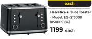 Eiger Helvetica 4 Slice Toaster EG-STS008-Each