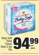 Baby Soft Toilet Tissue Rolls 2 Ply-18s Per Pack