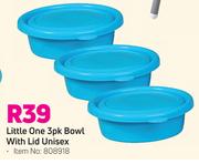 Little One 3 Pack Bowl With Lid Unisex