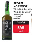 Proper No Twelve Triple Distilled Irish Whiskey By Conor McGregor-750ml