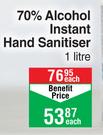 Safeguard 70% Alcohol Instant Hand Sanitiser-1Ltr