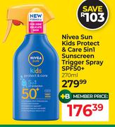 Nivea Sun Kids Protect & Care 5 In 1 Sunscreen Trigger Spray SPF50+-270ml