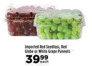 Imported Red Seedless, Red Globe Or White Grape Punnets-Each