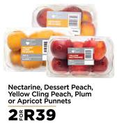 Nectarine, Dessert Peach, Yellow Cling Peach, Plum Or Apricot Punnets-For 2