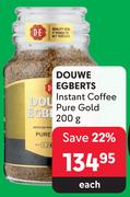Douwe Egberts Instant Coffee Pure Gold-200g Each