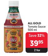 All Gold Tomato Sauce-For 2 x 500ml