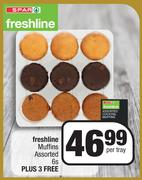 Spar Freshline Muffins Assorted 6s Plus 3 Free-Per Tray