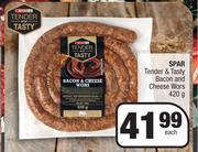 Spar Tender & Tasty Bacon And Cheese Wors-420g Each
