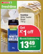Spar Freshline White Toaster Bread-700g Per Loaf