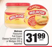 Melrose Flavoured Full Cream Cheese Spread 250g Or Wedges 200g Assorted-Each