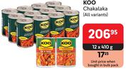 Koo Chakalaka (All Variants)-12 x 410g