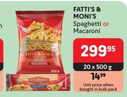Fatti's & Moni's Spaghetti Or Macaroni-20 x 500g
