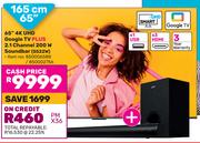 TCL 65"(165cm) 4K UHD Google TV Plus 2.1 Channel 200W Soundbar S522W