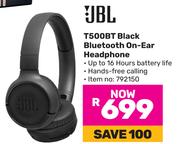 JBL T500BT Black Bluetooth On-Ear Headphone