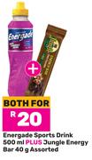 Energade Sports Drink 500ml Plus Jungle Energy Bar 40g Assorted-Both For