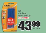 Bic Clic Pens (Black Or Blue) 6 + 4 Free-Per Pack
