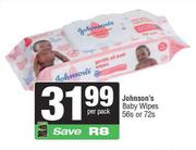 Johnson's Baby Wipes 56s Or 72s-Per Pack