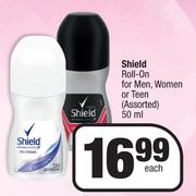 Shield Roll On For Men, Women Or Teen Assorted-50ml Each