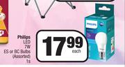 Philips LED 7W ES Or BC Bulbs Assorted-1s Each