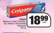 Colgate Maximum Cavity Protection, Gel, Herbal Or Herbal White Toothpaste-100ml Each