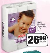 Spar Mini Toilet Tissue Rolls 2 Ply-9s Per Pack