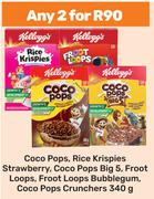 Kellogg's Coco Pops,Rice Krispies Strawberry,Coco Pops Big 5,Froot Loops-For 2 x 340g