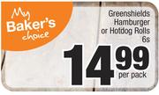 Greenshields Hamburger Or Hotdog Rolls-6s Per Pack