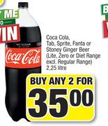 Coca Cola,Tab,Sprite,Fanta Or Stoney Ginger Beer(Lite,Zero Or Diet Range Excl.Regular Range)-2x2.25L