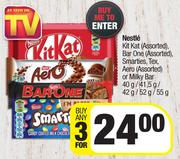 Nestle Kit Kat, Bar One, Smarties, Tex, Aero Or Milky Bar 40g/41,5g/42g/52g/55g- For Any 3