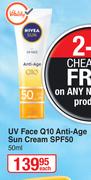 Nivea Sun UV Face Q10 Anti Age Sun Cream SPF50-50ml Each