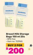 Snookums Breast Milk Storage Bags 150-For 2 x 25s