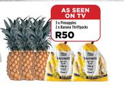 3 x Pineapples & 2 x Banana Thriftpacks