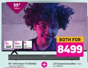 Hisense 55" (139cm) UHD Smart TV 55A6G + 2.0 Channel Sounbar 818076-For Both