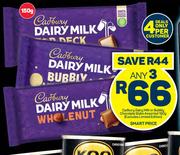 Cadbury Dairy Milk Or Bubbly Chocolate Slabs Assorted-Any 3 x 150g