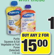 Purity Squeeze & Eat Vegetable Or Fruit Puree-2 x 110ml