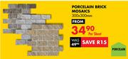 Porcelain Brick Mosaics (300x300mm) - per sheet (price from)