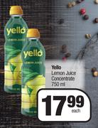Yello Lemon Juice Concentrate-750ml Each