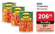 Koo Chakalaka (All Variants)-12 x 410g