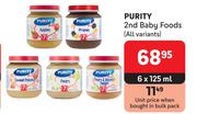 Purity 2nd Baby Foods (All Variants)-6 x 125ml