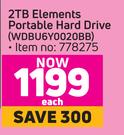 WD 2TB Elements Portable Hard Drive WDBU6Y0020BB